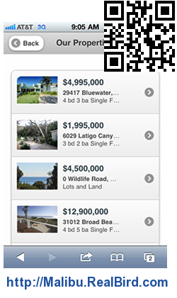Mobile Real Estate Website With QR ans SMS Code